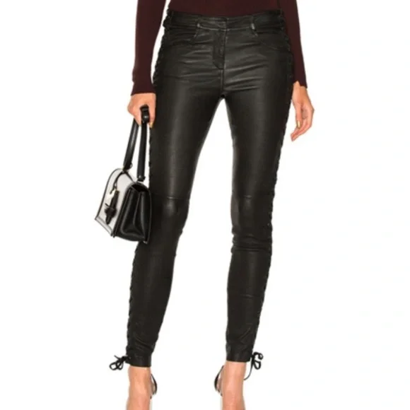 A.L.C. ‘Dent’ Black Lace-Up Leather Pants Size 2 - Picture 3 of 14